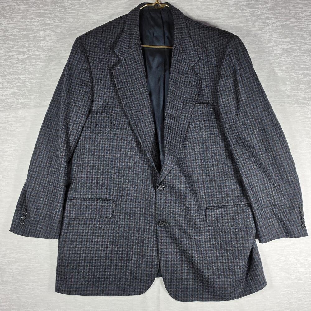 Oscar de la Renta Suit Blazer Mens 46L Blue Check Wool Jacket